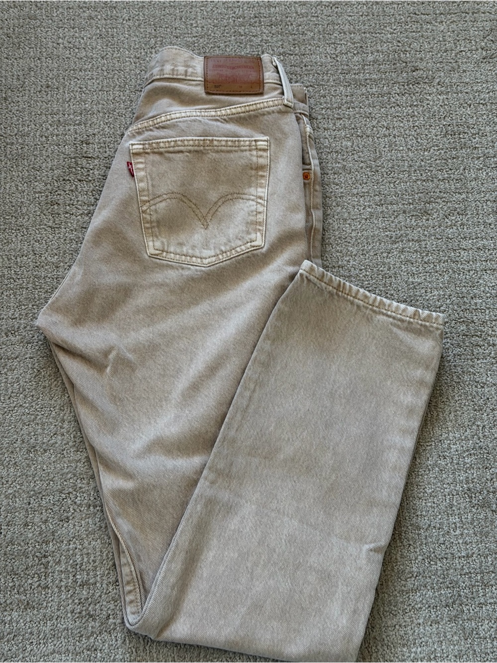 Levi's Women's Light Beige 501 Straight Leg Jeans